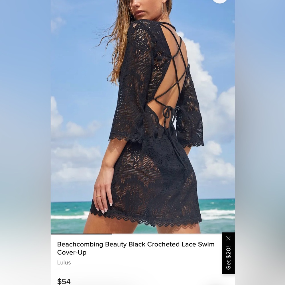 NWT Lulul Black Lace Swim Cover Up- Large
